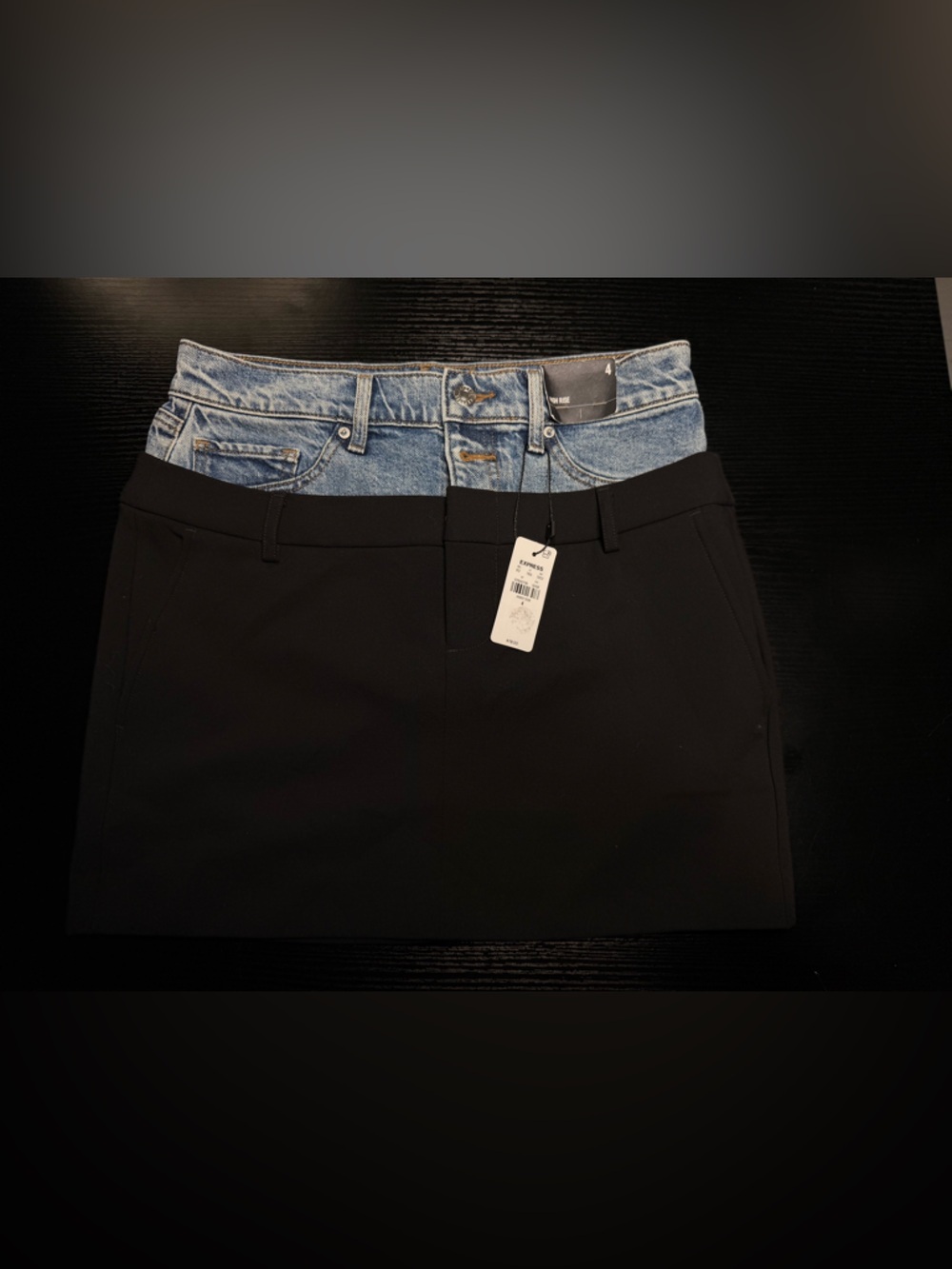 Express Black Mini Skirt with Denim Waistband